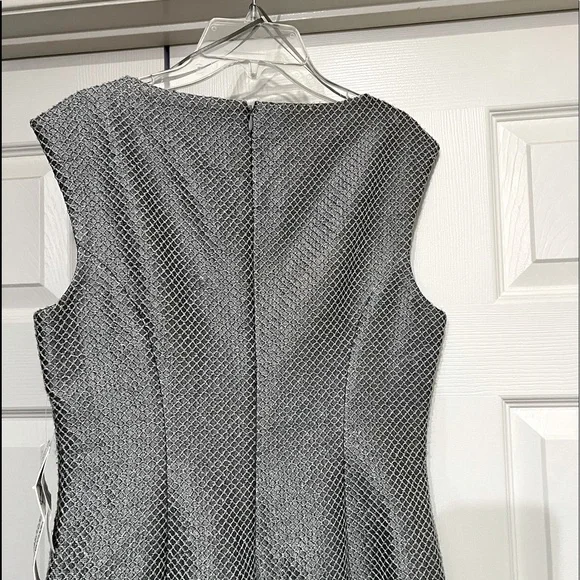 NWT KAY UNGER METALLIC SILVER TAILORED SHEATH COCKTAIL DRESS SIZE 6 - Picture 6 of 13